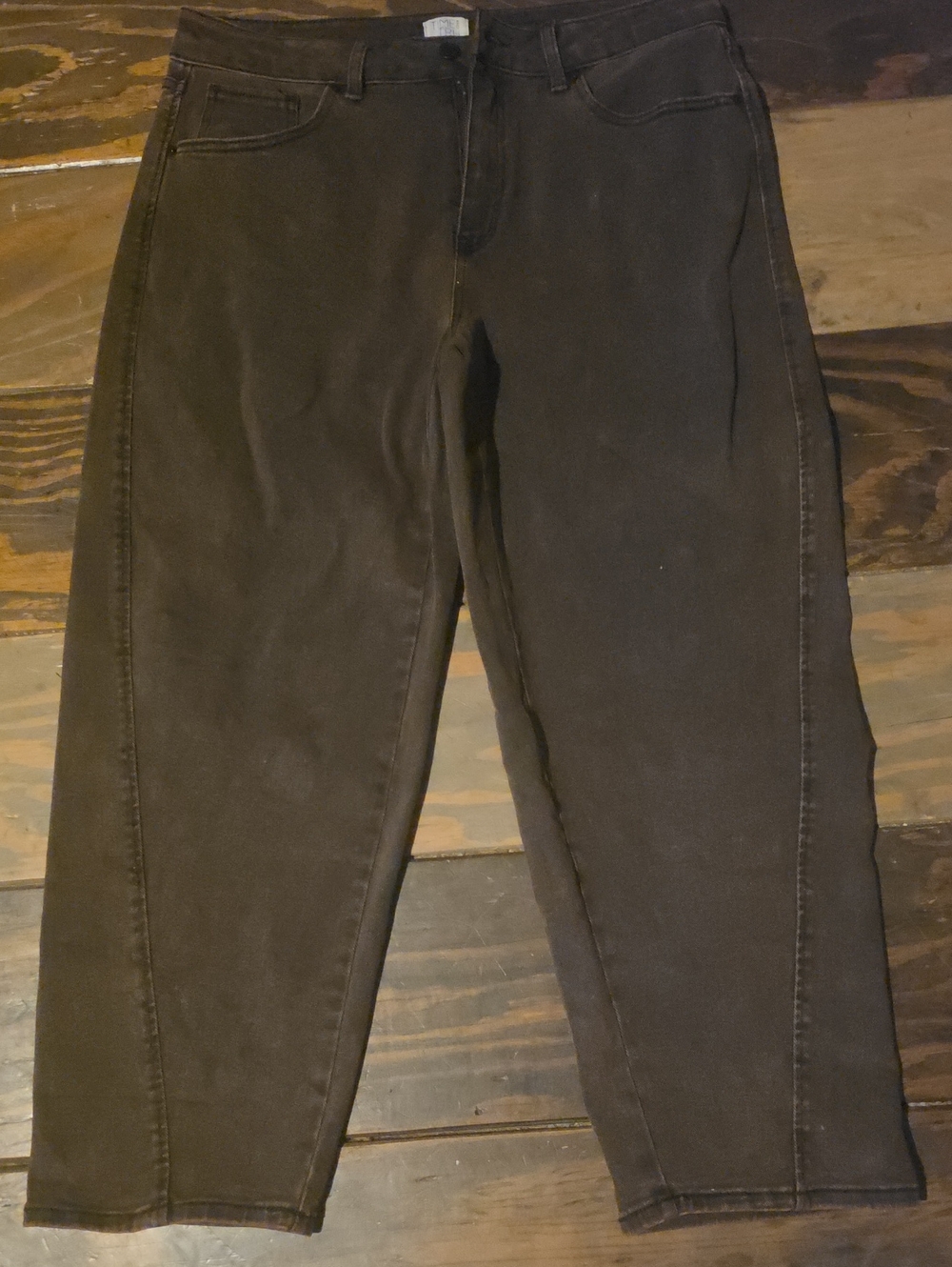 Womens Brown Barrel-Leg Jeans